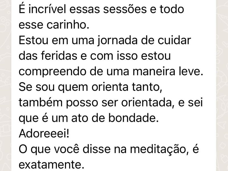 Depoimento explicando os benefícios que sentiu após o Reiki